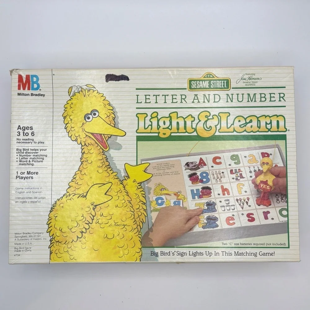 Vtg‎ 1986 Milton Bradley Sesame Street Light & Learn Big Bird Game 4734 Tested